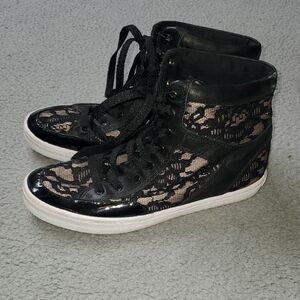 Rebecca Minkoff Size 8M Black Lace High-Top Women's Sneakers